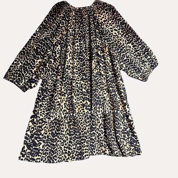 Caralyn Mirand The Drop Women's Plus Size Leopard Print 3/4 Sleeve Tiered Dress - Picture 3 of 8